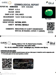 6.75/CT Natural Panna Stone with Govt. Lab Certificate